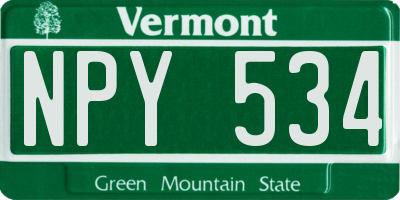 VT license plate NPY534