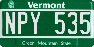 VT license plate NPY535