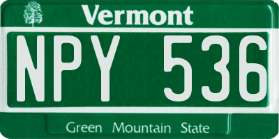 VT license plate NPY536
