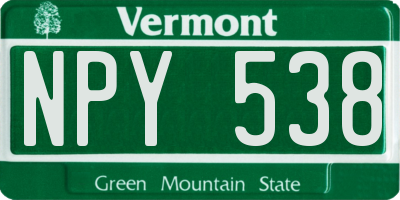 VT license plate NPY538