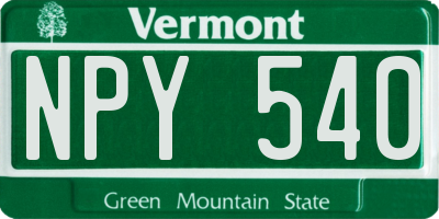 VT license plate NPY540
