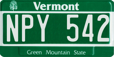 VT license plate NPY542