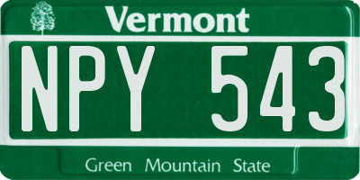 VT license plate NPY543