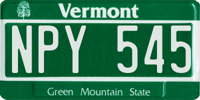VT license plate NPY545