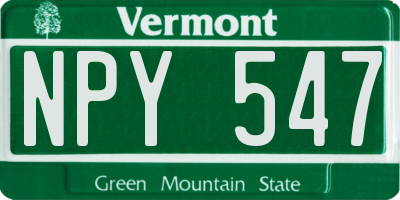 VT license plate NPY547