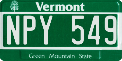 VT license plate NPY549