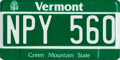 VT license plate NPY560