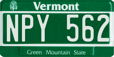 VT license plate NPY562