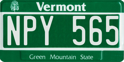 VT license plate NPY565