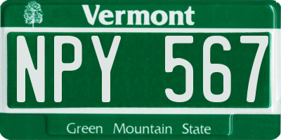 VT license plate NPY567