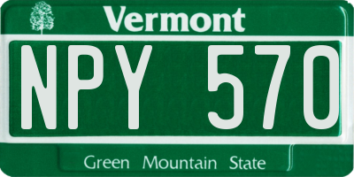 VT license plate NPY570
