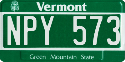 VT license plate NPY573