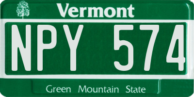 VT license plate NPY574
