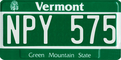 VT license plate NPY575