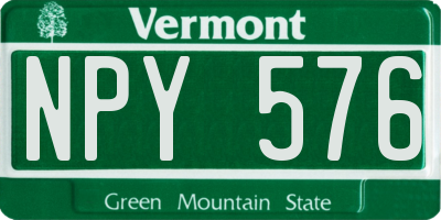 VT license plate NPY576