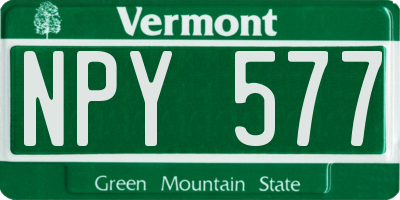 VT license plate NPY577