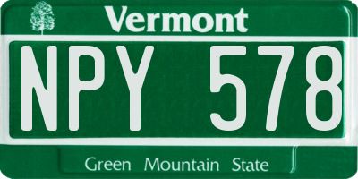 VT license plate NPY578