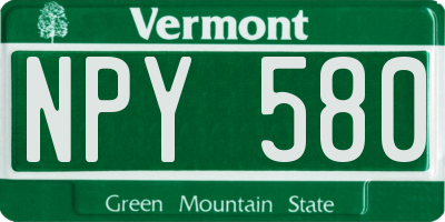 VT license plate NPY580