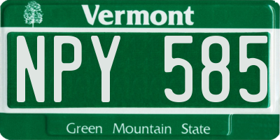 VT license plate NPY585