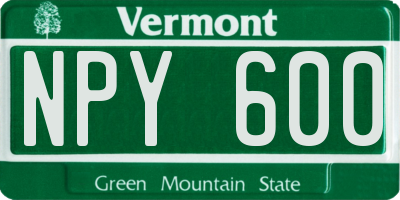 VT license plate NPY600
