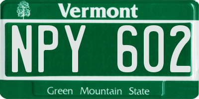 VT license plate NPY602