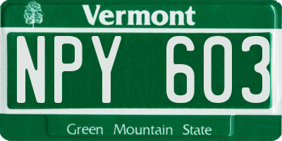 VT license plate NPY603