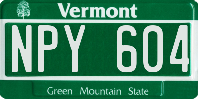 VT license plate NPY604