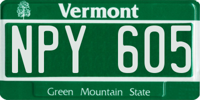 VT license plate NPY605