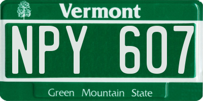 VT license plate NPY607