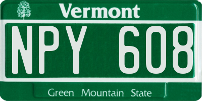 VT license plate NPY608