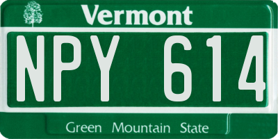VT license plate NPY614