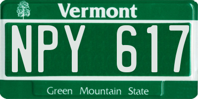 VT license plate NPY617