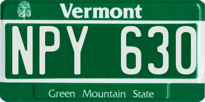 VT license plate NPY630