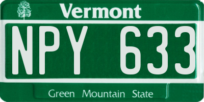 VT license plate NPY633