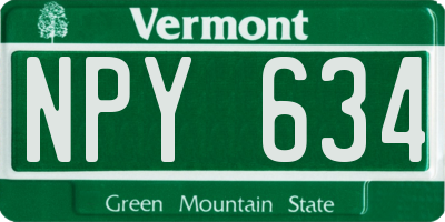 VT license plate NPY634