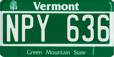 VT license plate NPY636