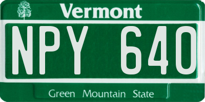VT license plate NPY640