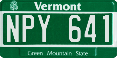 VT license plate NPY641
