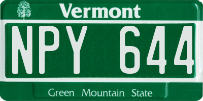 VT license plate NPY644