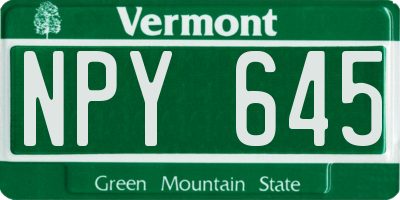 VT license plate NPY645