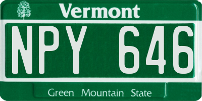 VT license plate NPY646