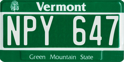 VT license plate NPY647