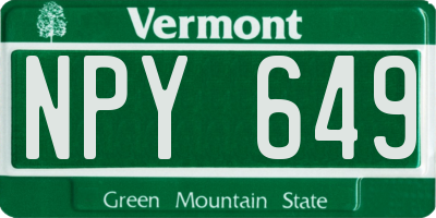 VT license plate NPY649