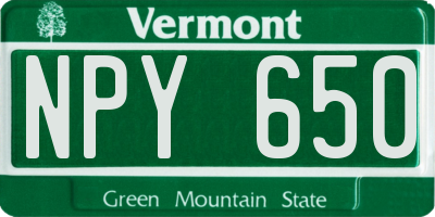 VT license plate NPY650
