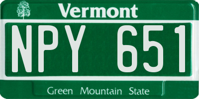 VT license plate NPY651