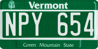 VT license plate NPY654