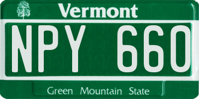 VT license plate NPY660