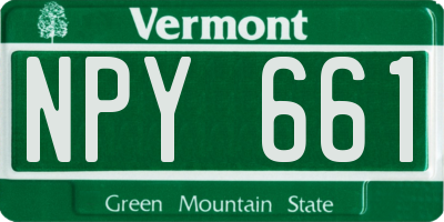 VT license plate NPY661
