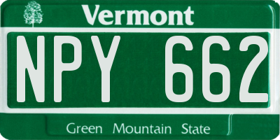 VT license plate NPY662