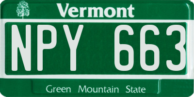 VT license plate NPY663